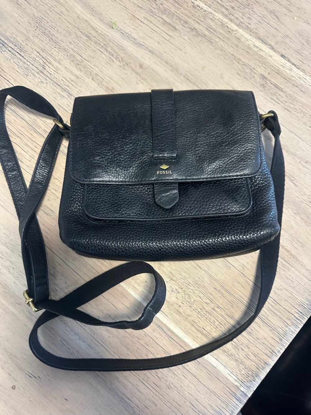 Fossil Black Leather Crossbody Bag